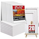 20 Pack Canvases for Painting with 8x10, Painting Canvas for Oil & Acrylic Paint.