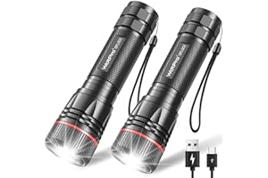 WdtPro Rechargeable Flashlights High Lumens, 2 Pack 10H Long Lasting Super Bright EDC Flashlights, LED Mini Tactical Flash Li