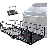 OKLEAD 500 Lbs Heavy Duty Hitch Mount Cargo Carrier 60" x 24" x 14.4" Folding Cargo Rack Rear Luggage Basket Fits 2" Receiver