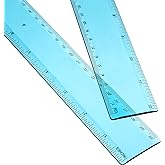 2 Pack Plastic Ruler Straight Ruler Plastic Measuring Tool for Student School Office (Blue, 12 Inch)