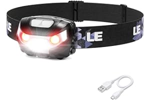 Lepro LED Headlamp Rechargeable - Super Bright Head Lamp with 5 Modes for Camping & Hiking Gear Essentials, IPX4 Waterproof H