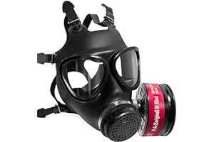 FAFUWOR Full Face Respirator Mask with 40mm Activated Carbon Filters,Full Face Gas Masks Survival Nuclear and Chemical for As