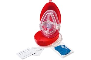 EMS XTRM Medical CPR Mask - CPR Pocket Resuscitator Mask, Oxygen Inlet, Elastic Head Strap, Clamshell Case, Antiseptic Prep P