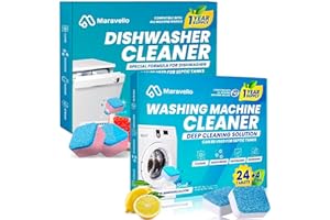 Maravello Washing Machine Cleaner Tablets And Dishwasher Cleaner and Deodorizer Bundle - Includes 12 Month Supply Washing Mac