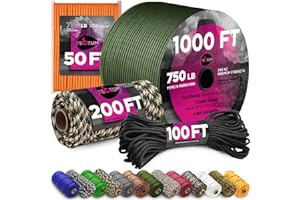 TECEUM Paracord 750 lb – Heavy-Duty Tactical Rope for Outdoors, Camping, Hiking, Military, DIY – 30+ Colors – 100% Nylon MIL-