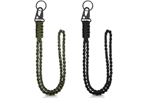 Frienda 2 Set Heavy Duty Paracord Lanyard Necklace Whistles Strap Braided 550 Keychain Lanyard for Outdoor Activities