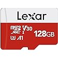 Lexar 128GB Micro SD Card, microSDXC UHS-I Flash Memory Card with Adapter - Up to 100MB/s, A1, U3, Class10, V30, High Speed T