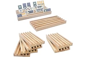 ESSAJOY Wooden Domino Trays/Racks Set of 8 Mexican Train Domino Trays/Racks Holders Rummy Rack Domino Tiles Holders Domino Wo