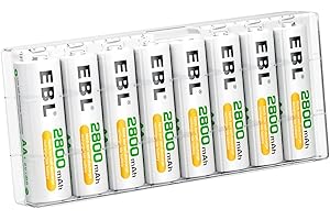 EBL Pack of 8 AA Batteries 2800mAh High Capacity Precharged Ni-MH AA Rechargeable Batteries