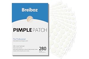 Breiboz Pimple Patches for Face, Hydrocolloid Ace Patches, Zit Patches for Day and Night Invisible with Tea Tree, Salicylic A