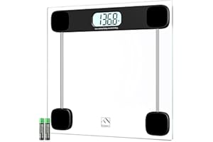 FITINDEX Bathroom Scale for Body Weight, Highly Accurate Digital Weighing Scale with Large LCD Display, Transparent and Slim 