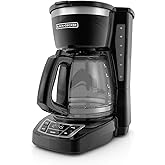 BLACK+DECKER 12-Cup Digital Coffee Maker, CM1160B, Programmable, Washable Basket Filter, Sneak-A-Cup, Auto Brew, Water Window