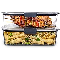 Rubbermaid Brilliance BPA Free Food Storage Containers with Lids, Airtight, for Lunch, Meal Prep, and Leftovers, Clear, Set o