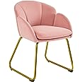 Yaheetech Flower Shape Velvet Armchair, Modern Side Chair Vanity Chair with Golden Metal Legs for Living Room/Dressing Room/B