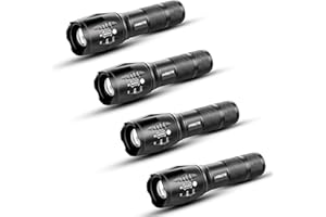 JARDLITE LED Emergency Handheld Flashlight, 4 Pack, Adjustable Focus, Water Resistant with 5 Modes, Best Tactical Torch for H