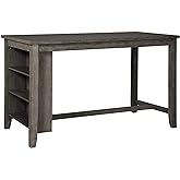 Signature Design by Ashley Caitbrook Rustic Counter Height Dining Table with Storage, Dark Gray