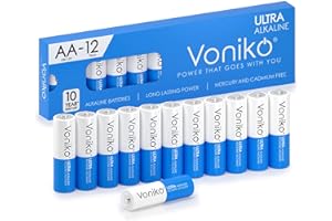 Voniko - Premium Grade AA Batteries - (12 Pack) - Alkaline Double A Battery - Ultra Long-Lasting, Leakproof 1.5v Batteries - 