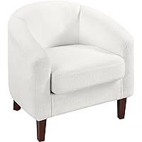 Prilinex Cozy Barrel Accent Chair - Fluffy Sherpa Teddy Fleece Living Room Chair Club Chair with Furry Thick Cushion & Soft B