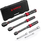 SUERCUP 1/4 3/8 1/2-inch Drive Torque Wrench - 3Pcs Torque Wrench Set 20-240in.lb, 5-45ft.lb, 10-170ft.lb, Dual-Direction Adj