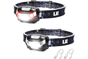 Lighting EVER LED Headlamp Rechargeable 2 Packs - Super Bright Head Lamp with 5 Modes for Camping & Hiking Gear Essentials, I