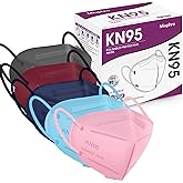 Miuphro Multiple Colour KN95 Face Mask 50 Pcs, 5 Layers Safety KN95 Masks, Disposable Masks Respirator for Outdoor(Pink,Blue,