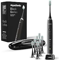 AquaSonic Black Series Ultra Whitening Toothbrush – ADA Accepted Rechargeable Toothbrush - 8 Brush Heads & Travel Case - Ultr