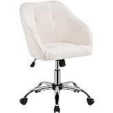 Yaheetech Modern Boucle Desk Chair, Makeup Vanity Chair with Adjustable Tilt Angle, Swivel Office Chair Upholstered Armchair 