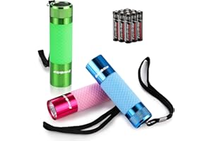 EverBrite 3-Pack Mini Flashlights, Glow in Dark Flashlights, Aluminum LED Flashlights Party Favors Assorted Colors for Campin