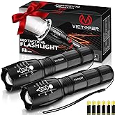 Victoper LED Flashlight 2 Pack, Bright 2000 Lumens Tactical Flashlights High Lumens with 5 Modes, Waterproof Zoomable Flash L