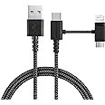 Smartish USB-C/Lightning Cable for iPhone 15/14 - Crown Joule - 6 Foot Universal Fast Fabric Wrapped Charging Cable w/Micro-U