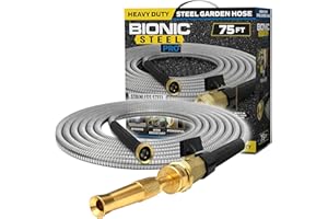 Bionic Steel Pro 75 FT Garden Hose with Nozzle, 304 Stainless Steel Metal Water Hose 75Ft, Flexible Hose, Kink Free, Lightwei