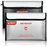 4200°F Fireproof Money Bag for Cash -Heat Insulated, 9.8 x 6.5" Fireproof Document Bag with Waterproof Zipper, Small Fireproo
