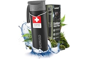 Bachgold Water Bottle with Filter - Water Filtration System Survival-Water Bottle - Portable Water Purifier - 99.99% Clearly 
