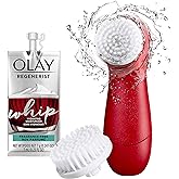 Olay Regenerist Face Cleansing Device, 2 Brush Heads, Whip Face Moisturizer Travel/Trial Size Gift Set