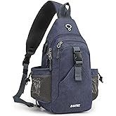 G4Free Canvas Sling Bag Crossbody Backpack with USB Charging Port & RFID Blocking, Hiking Daypack Chest Bag for Women Men