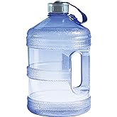 New Wave Enviro Iconic 1 Gallon BPA Free Water Bottle (Round), Built in Handle and Stainless Steel Cap, 1 Gallon Capacity Bot