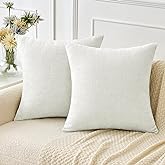 MIULEE Pack of 2 Couch Throw Pillow Covers 18x18 Inch Soft White Chenille Pillow Covers for Sofa Living Room Solid Dyed Pillo
