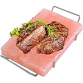 Spantik Professional Salt Block Set with Steel Tray 12" x 8" x 1.5" Himalayan Cooking Plate for Grilling, Cooking, Serving, 1