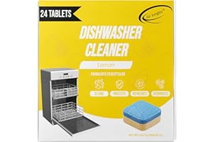 Air Jungles Dishwasher Cleaner Tablets (24 Count), Lemon Scent, Deep Cleaning Descaler, Formulated To Clean Dishwasher Machin