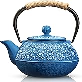 Sotya Cast Iron Teapot, 30oz/900ml Japanese Tetsubin Tea Pot with Infuser for Loose Leaf and Tea Bags, Tea Kettle Coated with