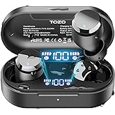 TOZO T12 (Compact Ergonomic Edition) Wireless Earbuds Bluetooth 5.3 Headphones, Call ENC Noise Cancelling Mic, 55Hrs Playtime