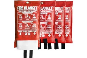 KingtooSize Fire Blanket for Kitchen and Home, 40" x 40", Fiberglass Emergency Fire Blanket, 4 Pack