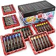 ARTEZA Acrylic Paint Set of 60 Colors, 0.74 ounces Tubes, 5 Metallic Colors Acrylic Paints, Non-Toxic Artist Paints. Art Supp