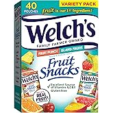 Welch's Fruit Snacks, Fruit Punch & Island Fruits Variety Pack, Perfect for School Lunches, Gluten Free, Bulk Pack, 0.8 oz In