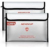 Fireproof Money Bag 4200°F - Heat Insulated, 9.8 x 6.5" Small Fireproof Document Bag with Waterproof Zipper, Fireproof Bag wi