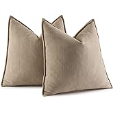 MIULEE Pack of 2 Khaki Decorative Pillow Covers 18x18 Inch Soft Chenille Couch Throw Pillows Farmhouse Cushion Covers with El