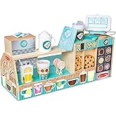 Melissa & Doug Wooden Cafe Barista Coffee Shop (35 Pieces) - Childs Toy Coffee Shop, Pretend Play Kitchen Sets For Kids Ages 