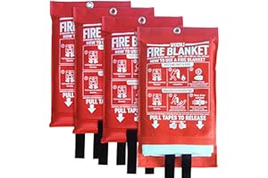 WUERLI Fire Blanket for Home and Kitchen, 40" x 40", 4 Pack, Emergency Fire Blanket