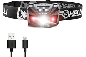 Foxelli LED Headlamp Rechargeable – Ultralight USB Rechargeable Headlamp Flashlight for Adults & Kids, Waterproof Head Lamp w