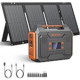 Portable Solar Generator, 300W Portable Power Station with Foldable 60W Solar Panel, 110V Pure Sine Wave, 280Wh Lithium Batte